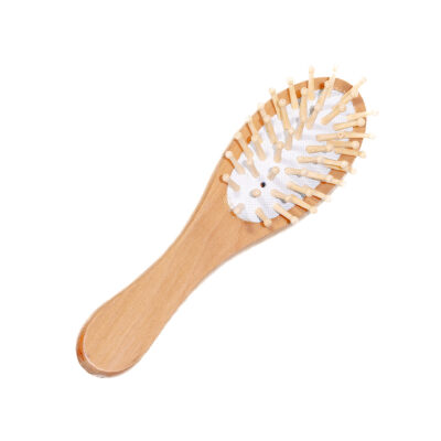 purse size natural wood hair brush